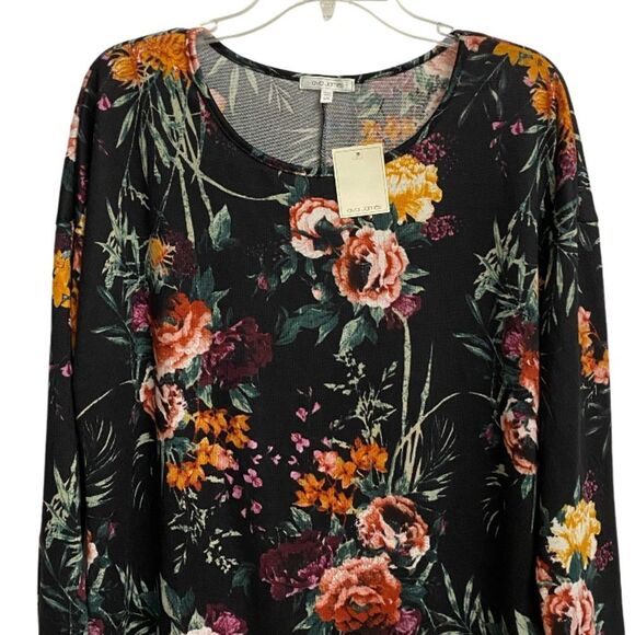 NWT Ava James Women's Floral Blouse Tunic Sz 1X Asymmetrical Hem Artsy Office - Picture 3 of 14